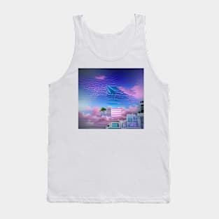 Urban Vaporwave Inspired City with Aesthetic Skybox Tank Top